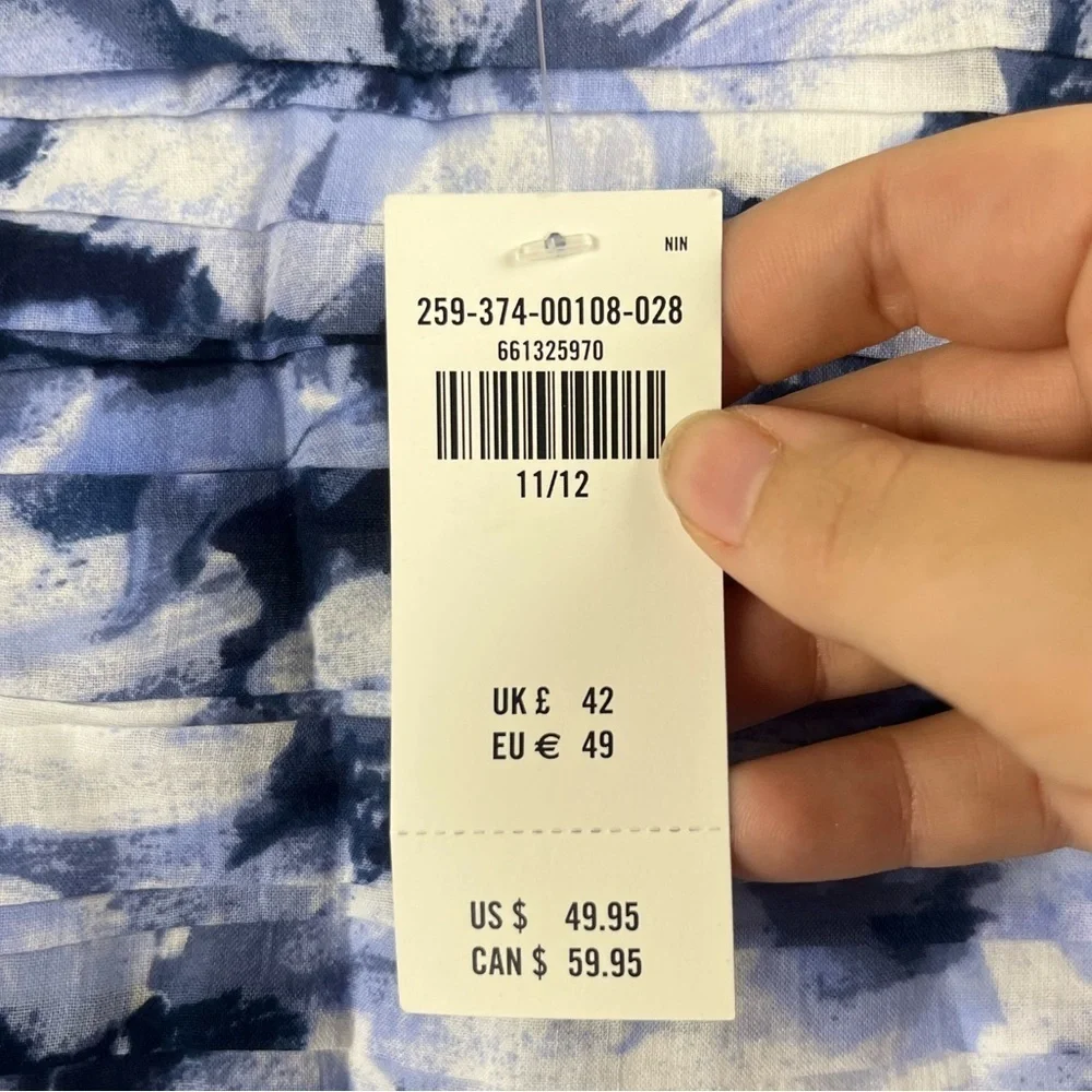 New Abercrombie Kids emerson puff sleeve mini dress size 11/12 in blue floral
